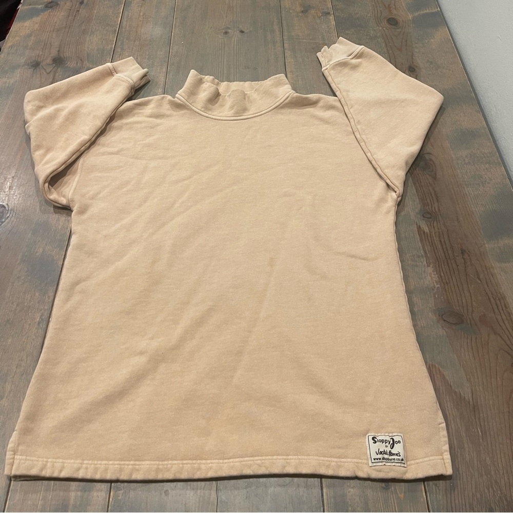 Sloppy Joe UK High Neck Women’s Long Sleeve Tan Brown Oversized Sweatshirt Sz: 3
